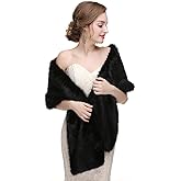CanB Women's 1920 Faux Fur Stole Bridal Winter Fur Wraps and Shawls Wedding Faux Mink Shrug for Bridesmaids