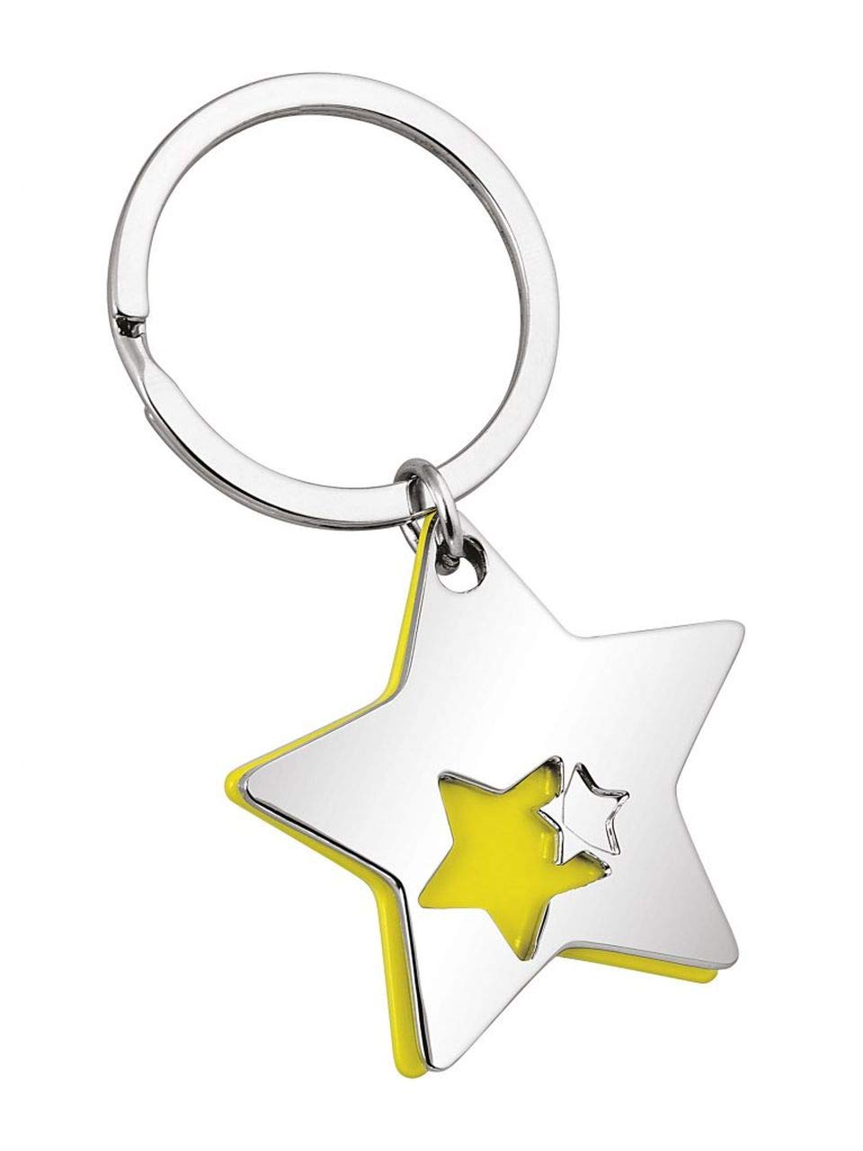 Ten Double yellow and steel star keyring cod.EL7131 cm 7,5x4,2x1h by Varotto & Co.