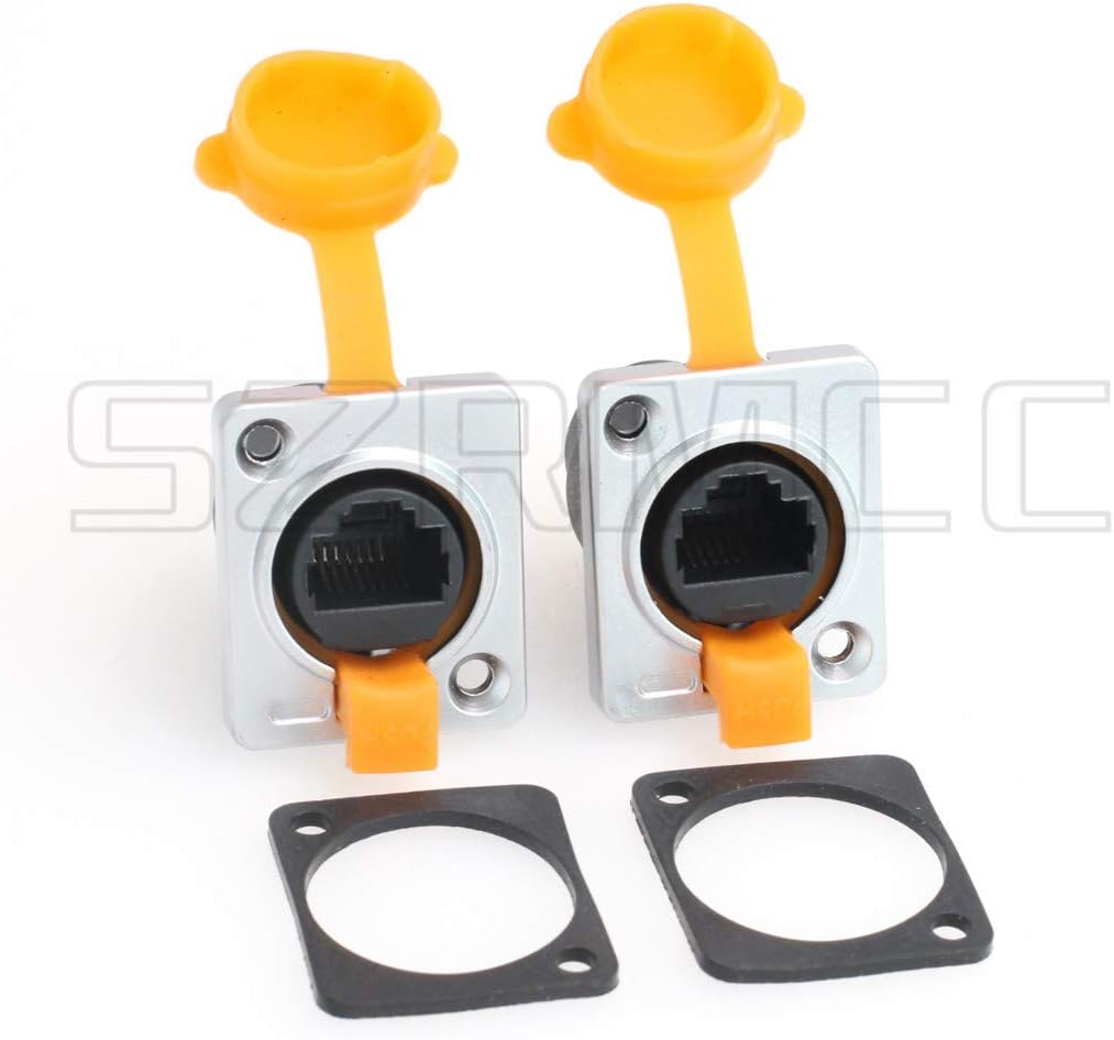 SZRMCC RJ45 Panel Mount Connector Cat5e RJ45 Ethernet Female LAN Module Bulkhead Panel Mount Coupler IP65 Waterproof Connector Socket with DustCap - Image 3