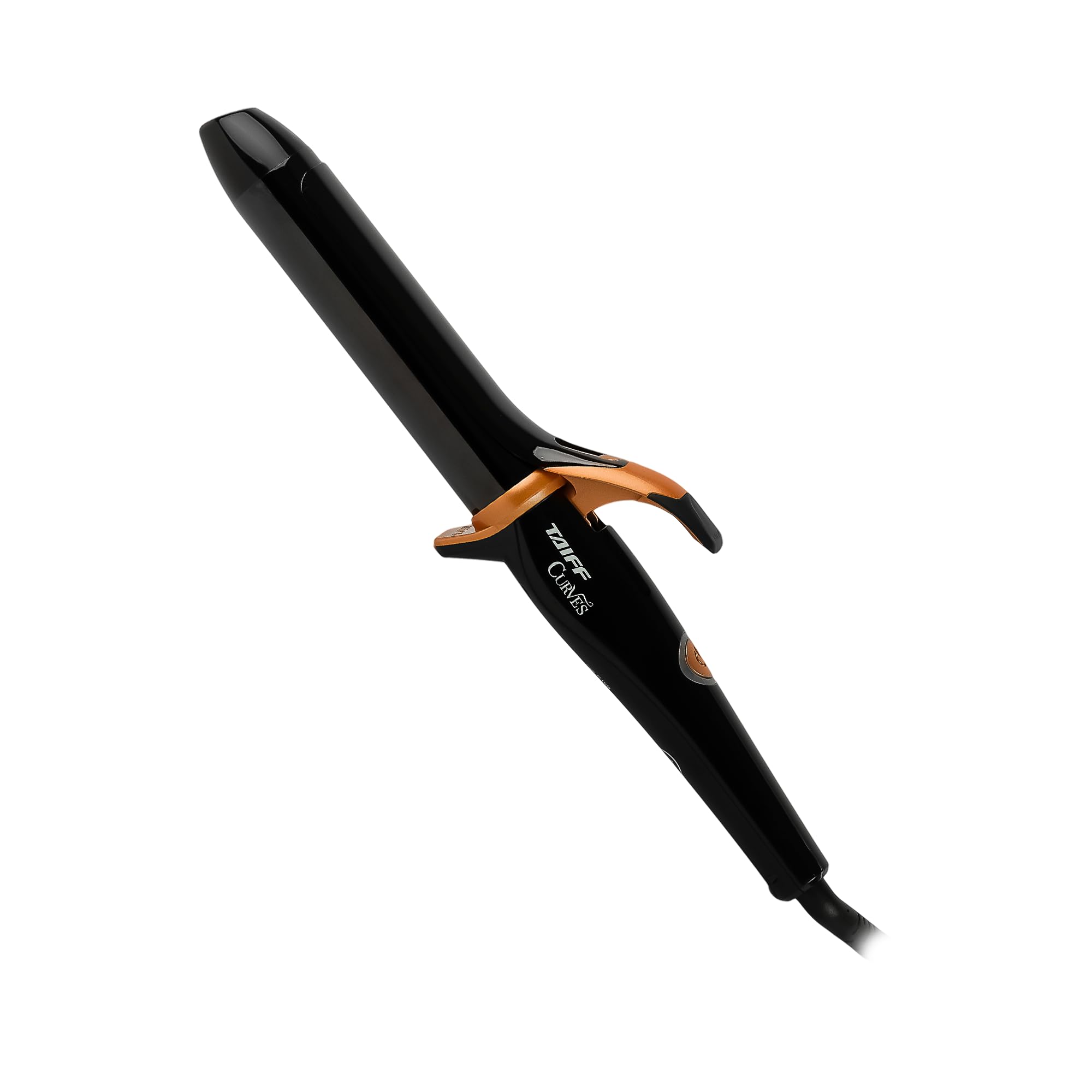 TAIFF Curves | 1 1/4" Curling Iron – Black Titanium Hair Curler with Clamp | Dual Voltage | 9ft Swivel Cord | Professional Styling Tool for All Hair Types | Fixed Temperature 410°F Image