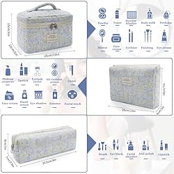 3pc Makeup Bag Set, Quilted Makeup Bag Set, Large