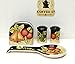Tuscany Black Winter Fruit Hand Painted, 4pc Stove Top/Table Set, Napkin,Salt, Pepper and Spoon Rest, 85925/28 by ACK
