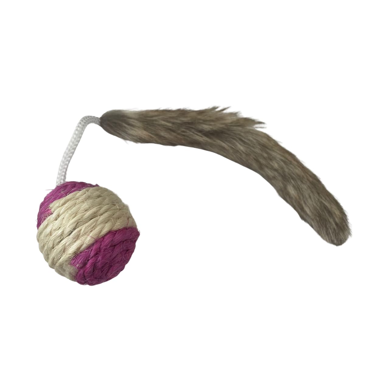 5cm Sisal Ball Cat Toy with 18cm Long Furrry Tail