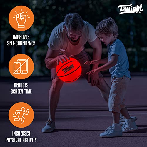 TWILIGHT ACTION Glow in The Dark Basketball, Light Up Basketball