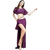 ROYAL SMEELA Belly Dancer Costumes for Women Belly Dance Skirt Slit Bat Sleeve Belly Dance Top Belly Dancing Outfit Carnival