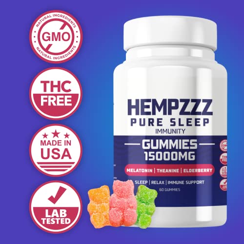 HempZZZ Pure Sleep Immunity Gummies 15000 MG with Melatonin and