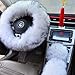 Ogrmar Winter Warm Faux Wool Steering Wheel Cover with Handbrake Cover & Gear Shift Cover for 14.96