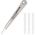 Ceramic Paper Cutter Box Cutter Foam Cutter Safety snap off Blades Retractable Utility Knife Extra 3 Blades (0.35 inch Wide) Cartons Cutting Skin Friendly Knife (Gray)