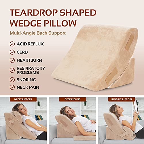 4 Pc Bed Wedge Pillows Set Orthopedic Wedge Pillow for Sleeping
