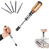 Push Pull Ratchet Screwdriver,Hand Pressing Ratchet Screwdriver Spiral Screw Driver,Adjustment Spiral Ratchets Screwdrivers,Push On Design with 5 Replaceable Heads (Phillips/Slotted) Yellow