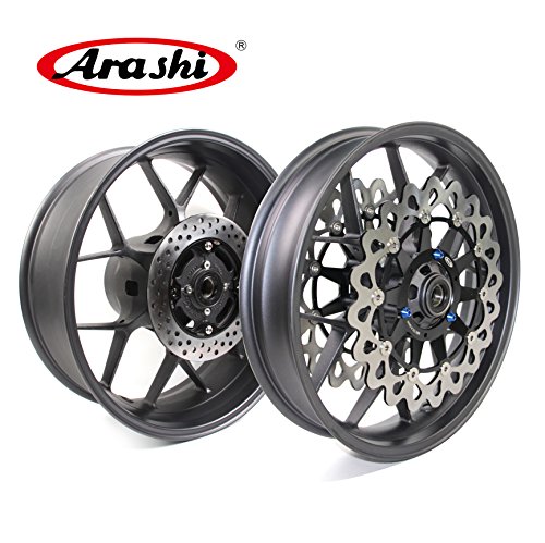 Arashi Front Rear Wheel Rims and Brake Disc Rotors for HONDA CBR1000RR 2006-2016 Motorcycle Accessories CBR 1000 RR CBR1000 1000RR Matte Black 1 Set 2007 2008 2009 2010 2011 2012 2013 2014 2015 - Thumbnail 2