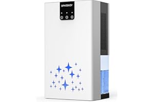 SPACEKEY Dehumidifier, 95 OZ Water Tank Dehumidifiers for Home, 1000 sq. ft. Dehumidifier for Basement Bathroom Bedroom with Auto Shut Off, 7 Colors LED Light, Quiet Dehumidifiers with Sleep Mode, White