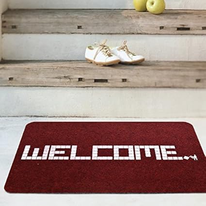 Amazon Storepocket マット ドアマット 玄関マット ふわっと優しい踏み心地のアウトドアマット エントランス ドア ガーデニング ガーデン おしゃれ かわいい 土間 泥落とし ナチュラル 外 屋外 40cm 60cm 8bit柄 レッド Storepocket 玄関マット 通販
