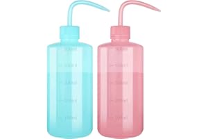 Mekupeu Eyelash Tatoo Plant Wash Bottle Plastic Watering Squeeze Rinse Bottle Watering Tools For Medical Succulent Cleaning Washing Bottles (Pink &Blue, 500ml)