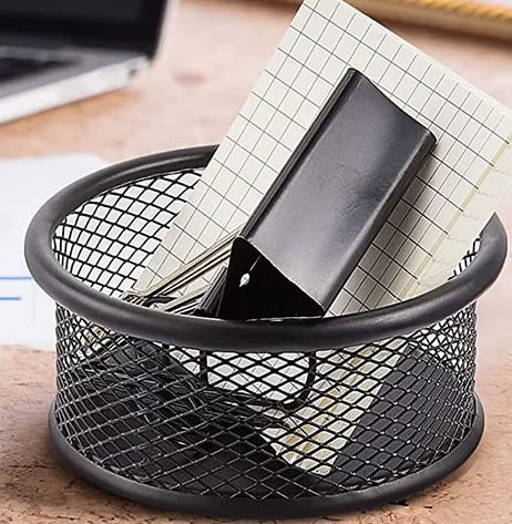 Tomaibaby 4PCS Paper Clip Mesh Holder Paperclip Holder Dispenser Binder Clip Container Cup Desk Storage Accessories for Office Home School, Black