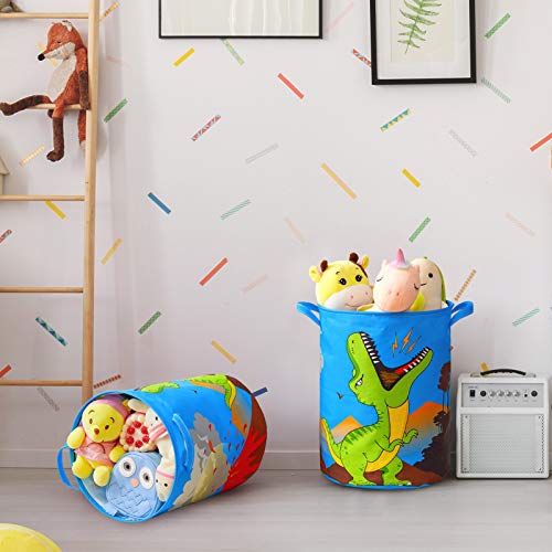FIOBEE Dinosaur Laundry Hampers Canvas Storage Bin Waterproof Storage