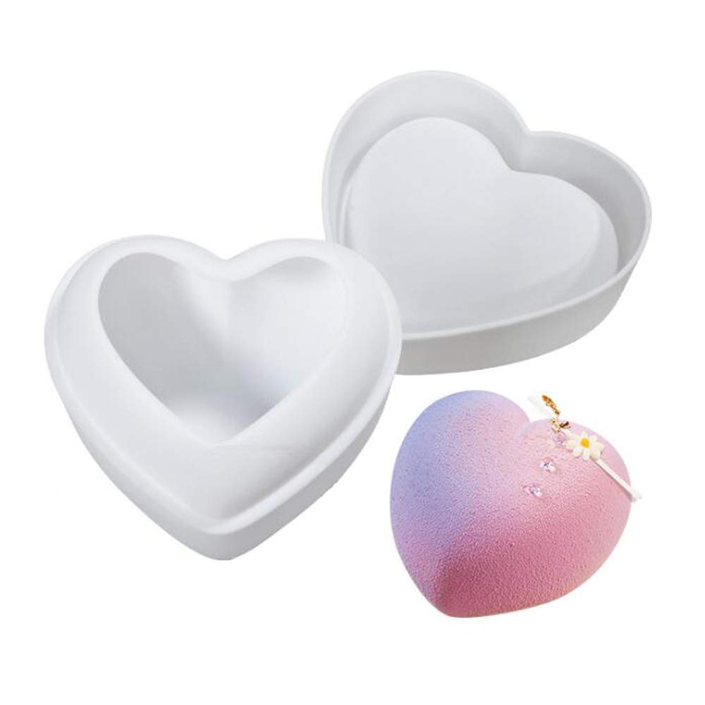 VOANZO Heart-Shaped Silicone Mould 3D Silicone Bakeware Mold for DIY Crafts Chocolate, Soap Handmade, Pudding, Cake (Love-228ml)