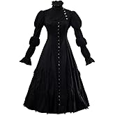 CosFantasy Cosplay Costume Womens Witch Costume Long Black Vintage Dress
