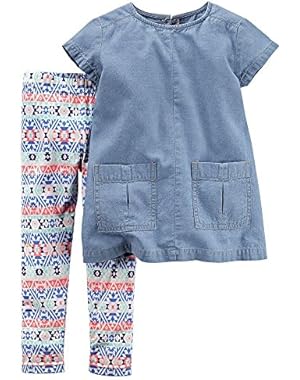 Baby Girls Chambray Tunic & Tribal Leggings Set