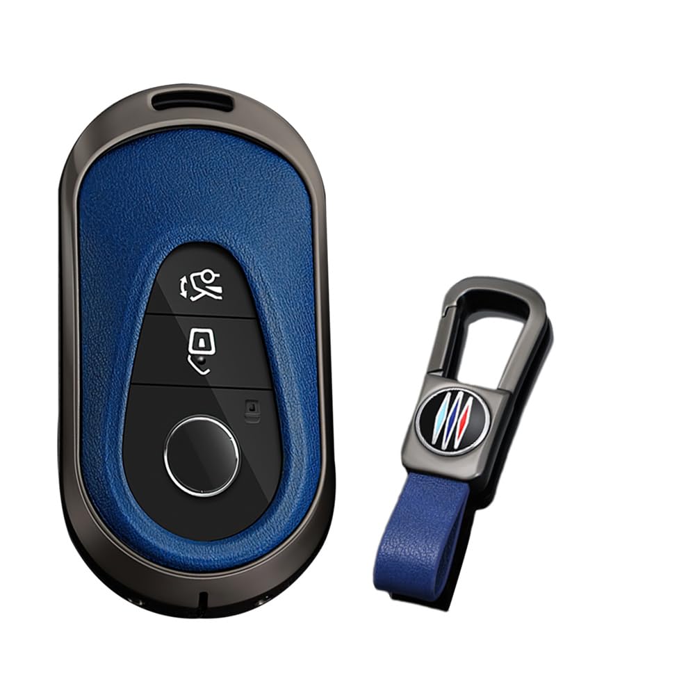 KUNIO Key Case Cover fit for Mercedes Benz C Class W206 S Class W223 C200 GLC 2023 2022 2021 2020 Keyless Key Protection Metal Key Cover Key Box Key Ring Cover B Blue