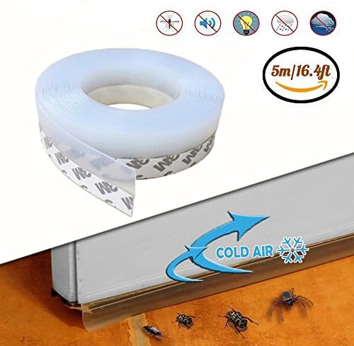 Sliding Door Weather Stripping Self Adhesive Door Bottom Silicone Weather Stripping Bottom Seal Door Draft Stopper for Doors and Windows Soundproof Door Sweep 16 Feet Length 35mm