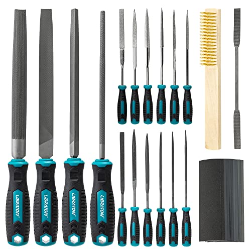Libraton Files and Rasps 31 Pieces, Large Metal Files and 12 Precision Files with Case, Riffler File, 12 Abrasive Paper, Brush, Metal Files for Carpentry/Sculpture/Crafts