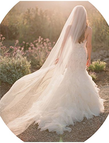 Anmor Tulle Sheer 1T Wedding Bridal Veils Cathedral for Bride with Comb Ivory - Thumbnail 4