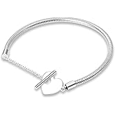 KUNSIR 925 Sterling Silver Snake Chain Bracelet with Safety Chain Charm Bracelets for Women Teen