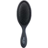 CALA Wet-N-Dry Detangling Hair Brush, Black, Soft Flexible Bristles for Wet or Dry Hair, Helps Reduce Snagging &amp; Breakage, Smooths Frizz, Adds Shine, Oval Handle