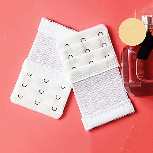 Juland 9 PCS Bra Extender Elastic Lingerie Extension Strap Bra Band Breathing White - Extend 3 Hooks 3 Rows