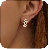 Pearl Cluster Clip on Earrings, Non Pierced Pearls Jewelry Elegant Teardrop Cubic Zirconia Cluster Earrings For Women Wedding Jewelry Bridesmaid Gift Hypoallergenic