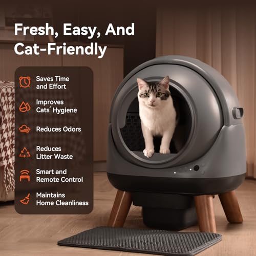 Self Cleaning Litter Box, ZHMZ G1 Automatic Cat Litter Box for Cats, Robot Cat Litter Box with Large Openning/Odor-Control/Dual Safety Protection