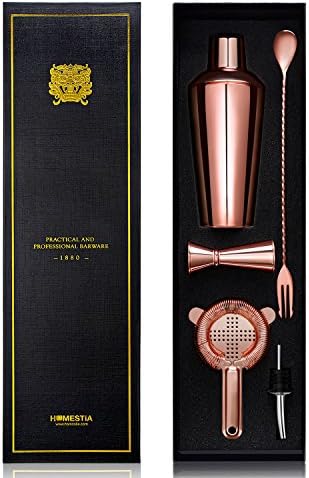 Homestia Unique 5 Pieces 25oz Cocktail Martini Shaker Drink Mixer Set, Rose