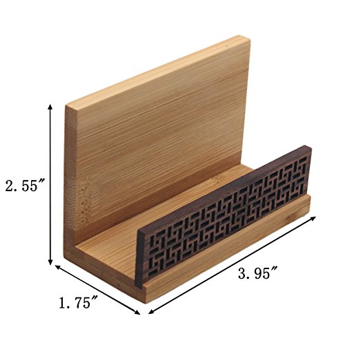 BangQiao Handmade Bamboo Wooden Business Name Cards Display Stand Holder for Desk, Home and Office