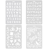 Pack of 4 Large Letter Nunber & Graphics Drawing Painting Stencils Scale Template for Scrapbooking, Card and Craft Projects