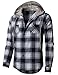 H2H Mens Casual Shirt Hoodie Flannel Check Patterned Long Sleeve with Front Pockets