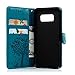 Galaxy S8 Plus Case, YOKIRIN Flip Wallet PU Leather [Kickstand] [Emboss Tree] Magnetic Closure Protective Cover Skin Handbag with Card Slots Detachable Wrist Strap for Samsung Galaxy S8 Plus, Blue