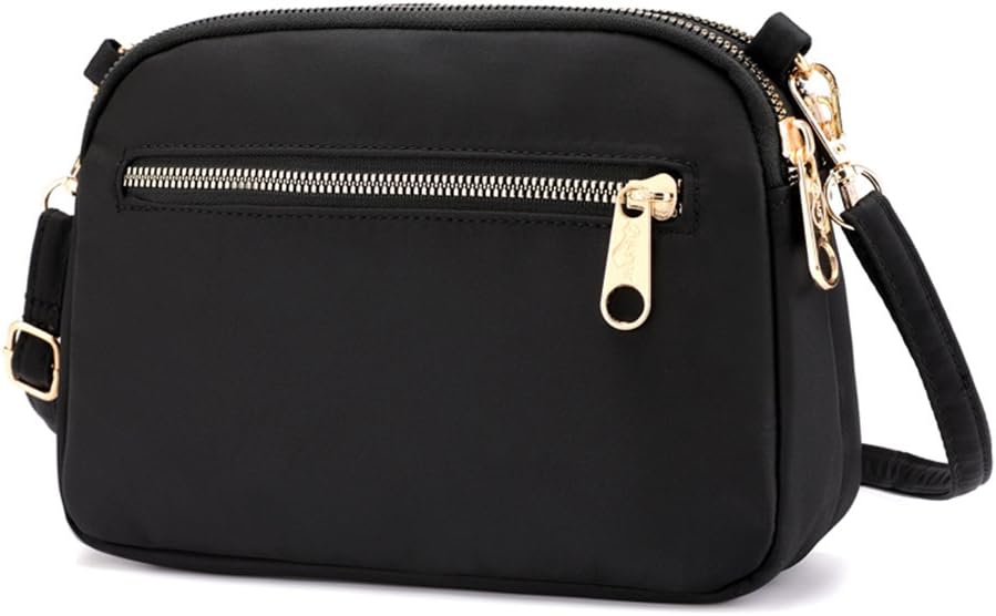 Collsants Small Crossbody Purse Mini Nylon Travel Shoulder Bag Multi Zipper Pockets
