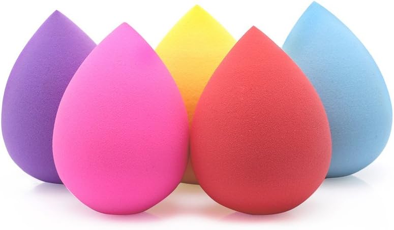 Elim Springs 5 Pieces Multi Color Droplet Makeup Blender Sponge set, Foundation Makeup Sponge, Flawless Egg Shaped Makeup Blender for Liquid, Creams, and Powders
