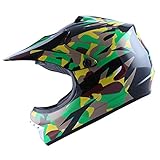 WOW Motocross Youth ATV Dirt Bike Green Camo MX Helmet, L (54-55 CM,21.3/21.7 Inch)