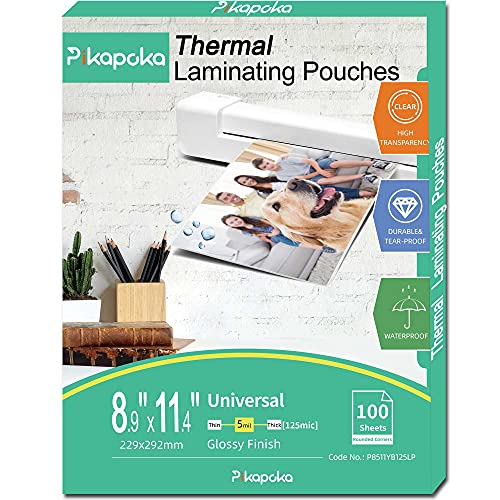 Pikapoka 8.9 x 11.4 Thermal Laminating Pouches 5 Mil, 100 Pack, Thick