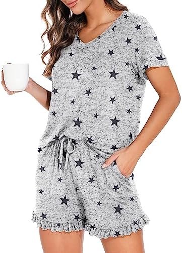 PrinStory Piece Womens Pajamas Set Lounge Sleepwear Ladies Soft