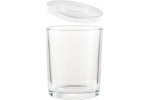 CandMak Candle Jars, 15 Pack 9 OZ Empty Glass Vessels Containers Jars Bulk with Clear Lids for Candle Making (Clear)