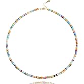 Trendy Beaded Necklaces For women, 18k Gold Natural Stone Choker Necklace, Boho Beach Jewelry For Women