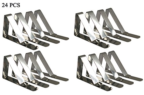 levylisa Pack of 24 Stainless Steel Tablecloth Clips for 1.7 inch Thick Tables Outdoor Picnic Metal Tablecloth Clamps,Drawing Board Clips
