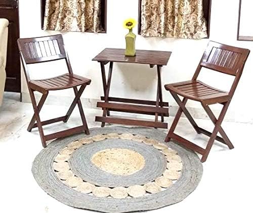 Detec Homze Jute Round Shape Single Piece Floor Rug - 122 X 122 cm - Grey Color