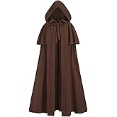 Nuoqi Renaissance Cloak with Hood Women Medieval Cloak Halloween Cosplay Knight Gothic Witch Cape