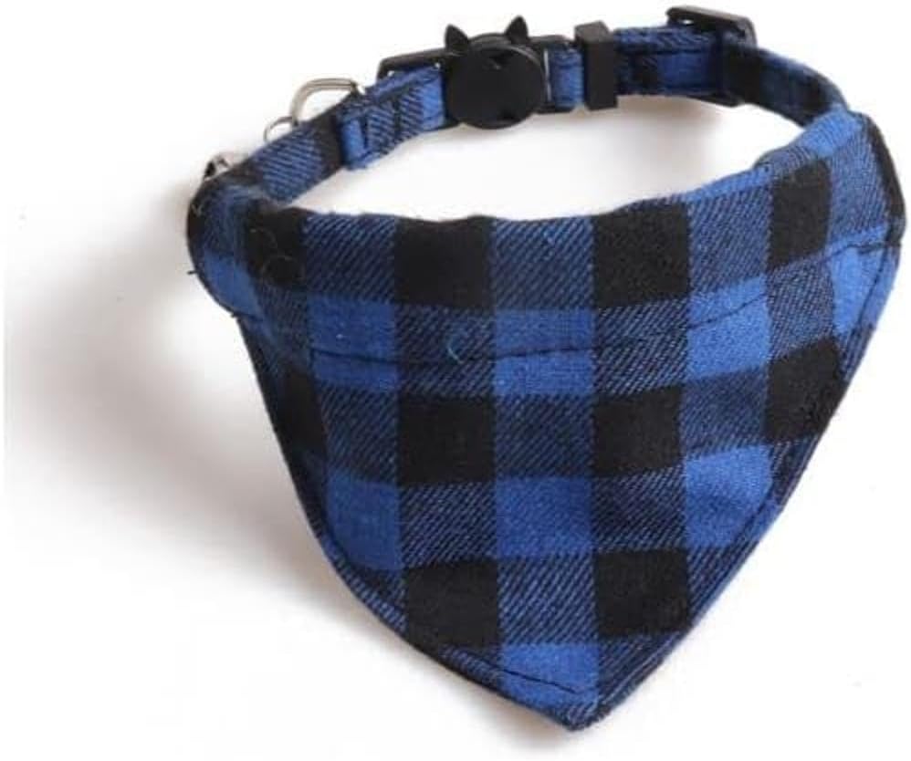 ZACAL Bandana Cat Collar with Bell Safe Quick Release Buckle Blue Black
