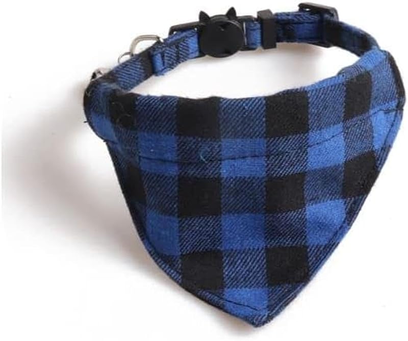 ZACAL Bandana Cat Collar with Bell Safe Quick Release Buckle Blue Black