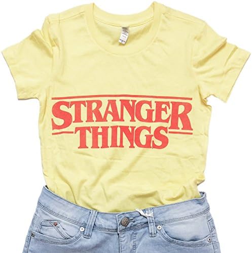 Strange Things 80s TV Show Inspired T-Shirt (Small - Women's, Yellow)